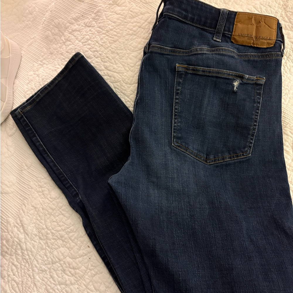 American Eagle Outfitters Dark Wash Distressed Men’s Slim Jeans 38 x 36